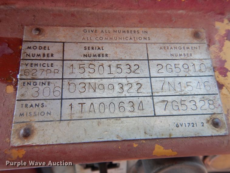 image for item DN1336 1982 Caterpillar 627B  conventional scraper