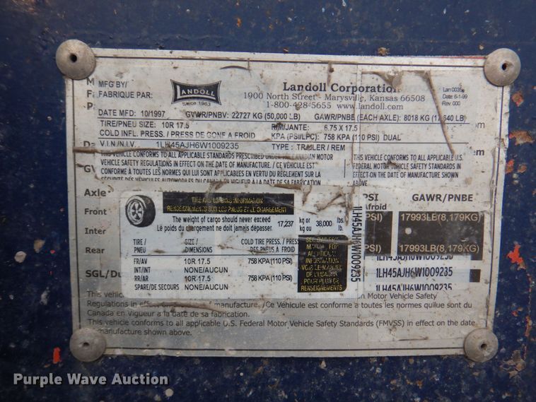 image for item DN1349 1998 Landoll  tilt deck equipment trailer