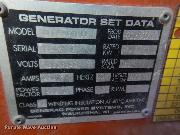 image for item IM9651 Generac 2000 Series  generator