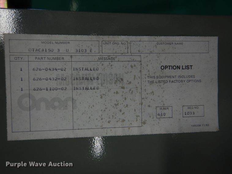 image for item IM9652 Onan 30 GenSet  generator