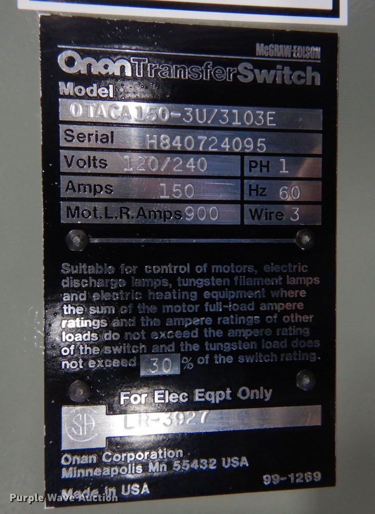 image for item IM9652 Onan 30 GenSet  generator