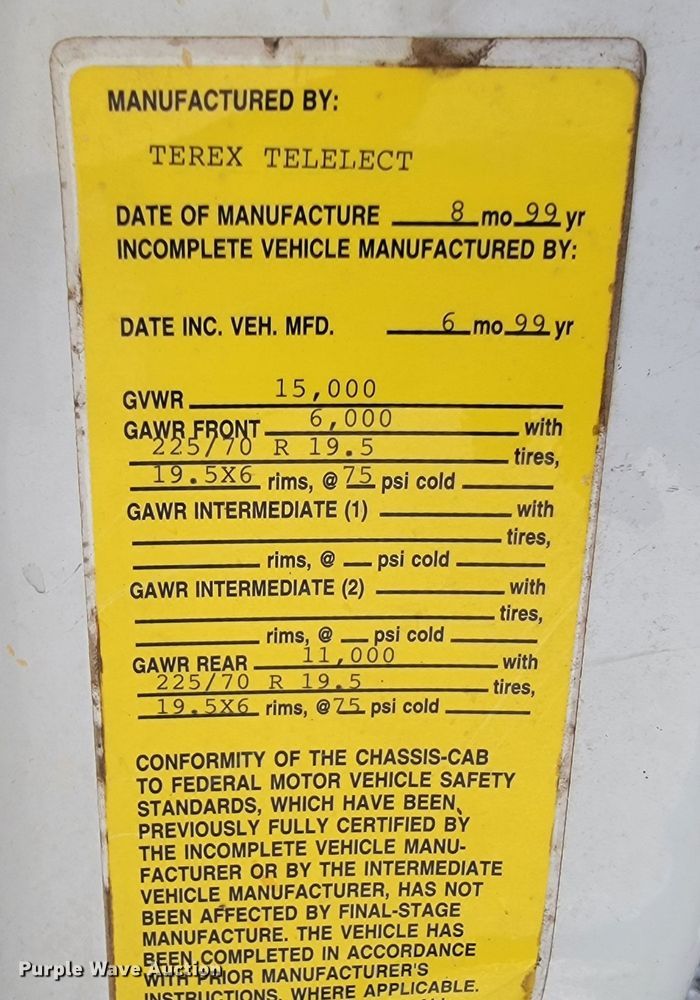 image for item JE9919 1999 Ford F450 Super Duty XL  bucket truck