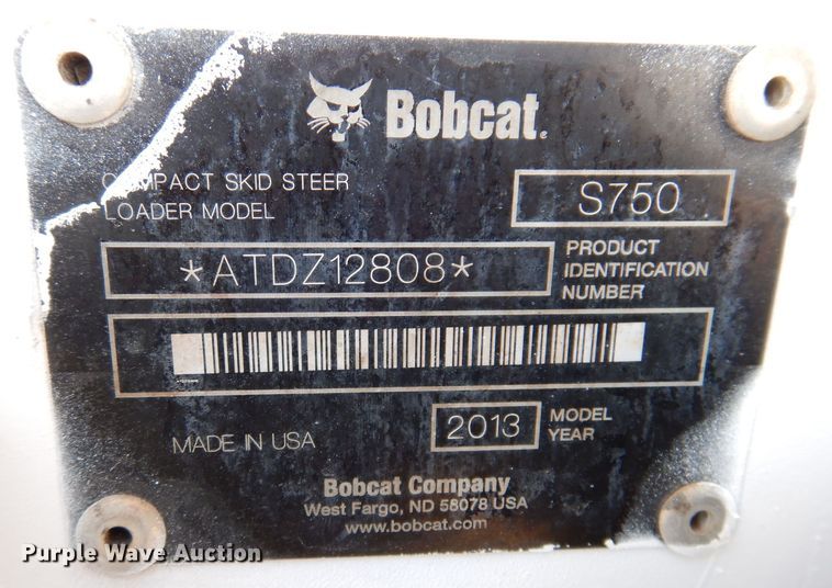 image for item JK9540 2013 Bobcat S750  skid steer loader