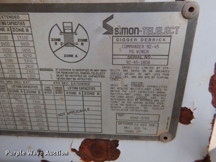 image for item JS9674 1994 GMC TopKick C6500  digger derrick truck