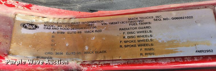 image for item KH9709 2007 Mack Granite CTP713B  dump truck