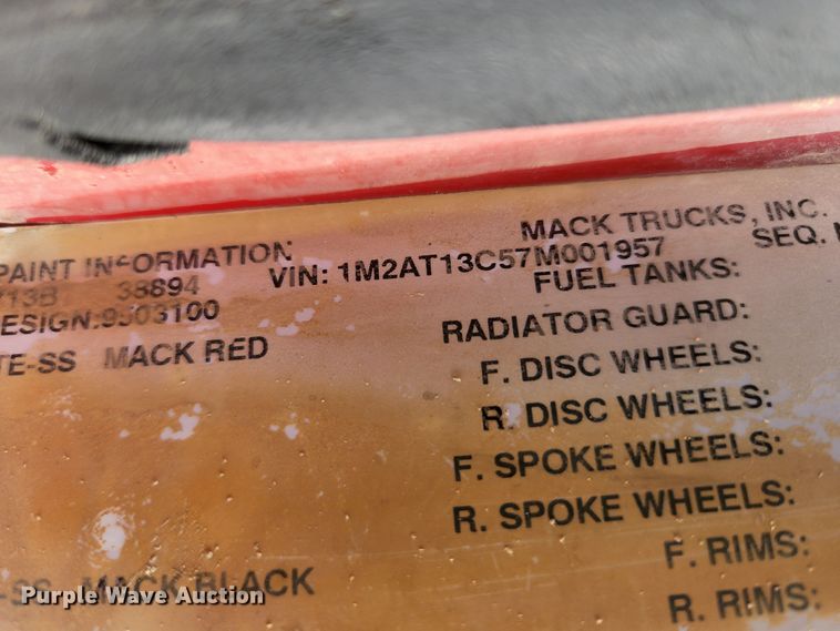image for item KH9709 2007 Mack Granite CTP713B  dump truck