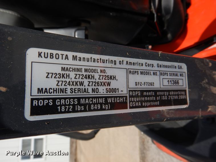 image for item DH8215 Kubota Z726XKW  ZTR lawn mower