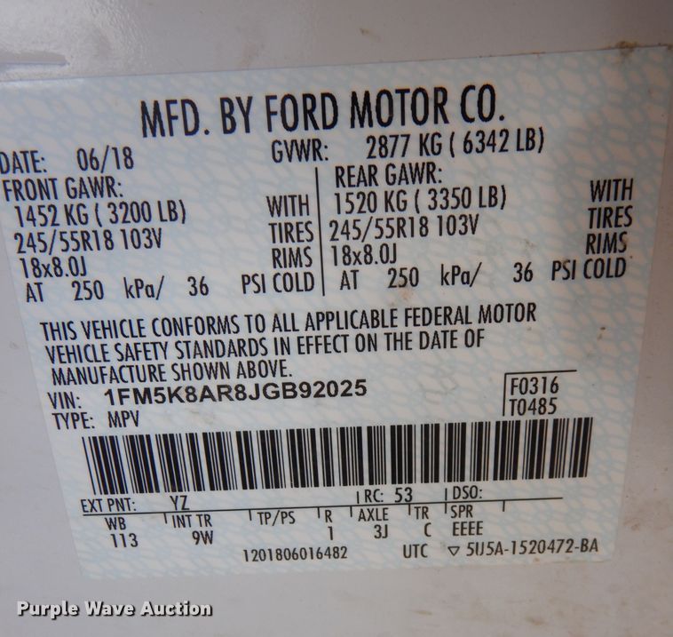 image for item DH8877 2018 Ford Explorer Police Interceptor SUV