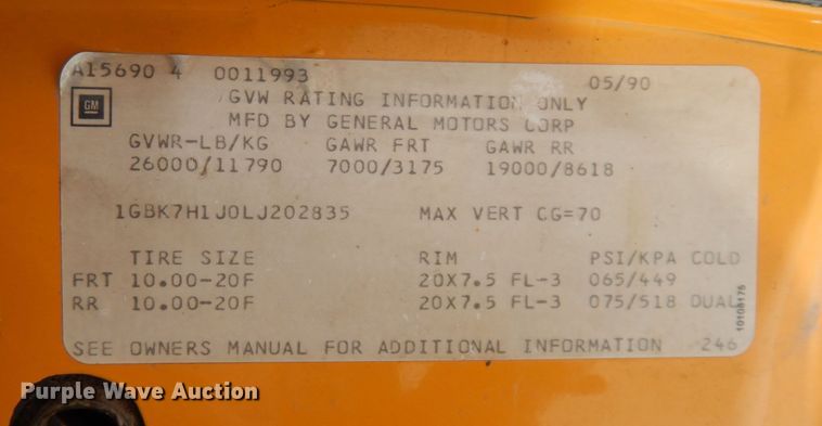 image for item DH8945 1990 Chevrolet Scottsdale  dump truck