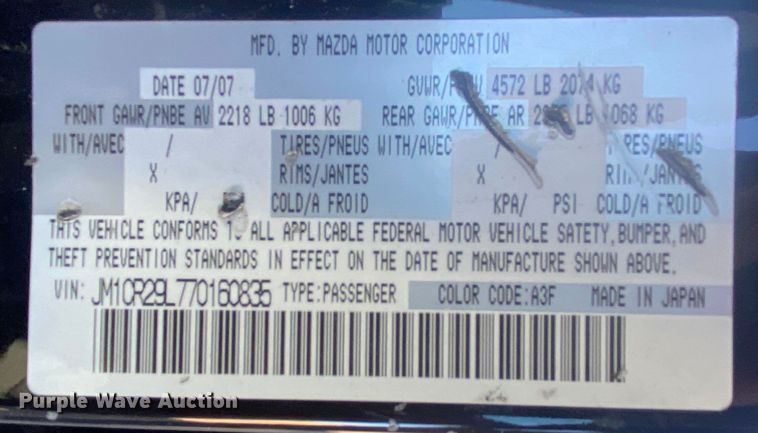 image for item DJ7583 2007 Mazda Mazda5