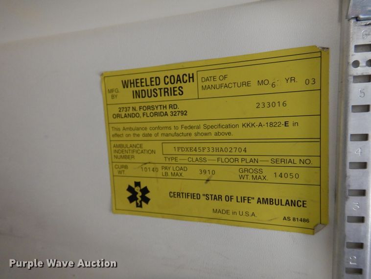 image for item DK4412 2003 Ford E450 Super Duty  ambulance