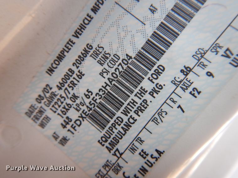 image for item DK4412 2003 Ford E450 Super Duty  ambulance