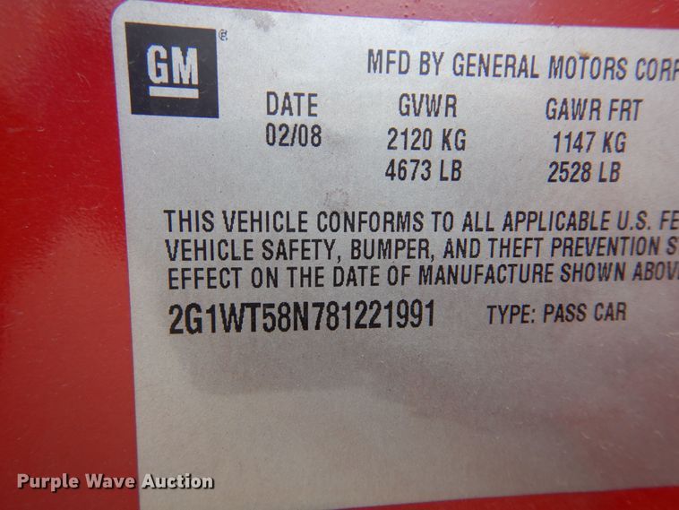 image for item DK4416 2008 Chevrolet Impala