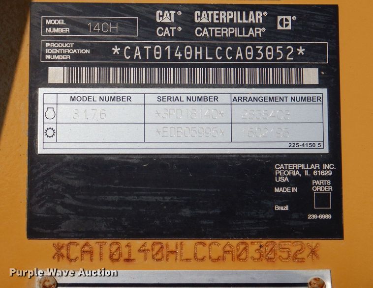 image for item DL5952 2007 Caterpillar 140H  motor grader