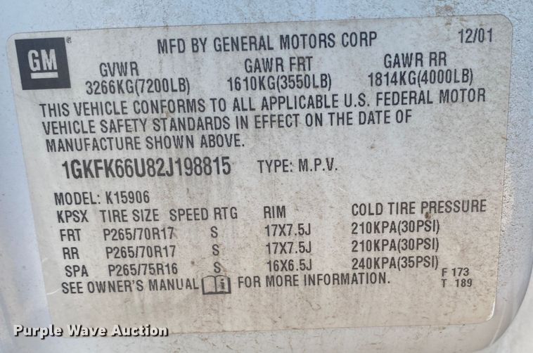 image for item DM8322 2002 GMC Yukon Denali  SUV