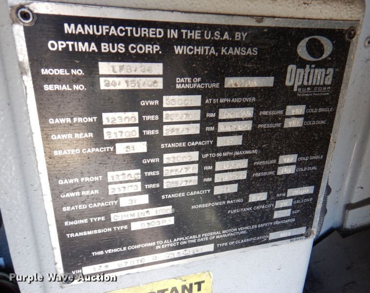 image for item DN1413 2006 Optima  transit bus
