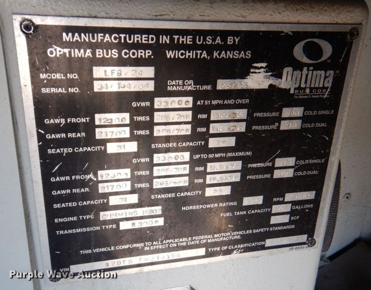 image for item DN1414 2006 Optima  transit bus