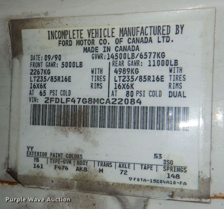 image for item DN7270 1991 Ford F450  tow truck