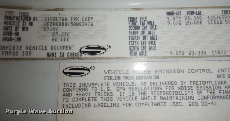 image for item DN7273 2005 Sterling L8500  sewer jetter truck