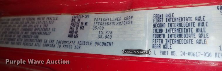 image for item DS7016 2001 Freightliner FL80  pumper fire truck