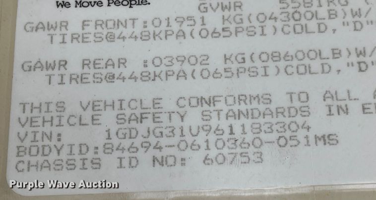 image for item FV9268 2006 GMC Savana G3500  school bus