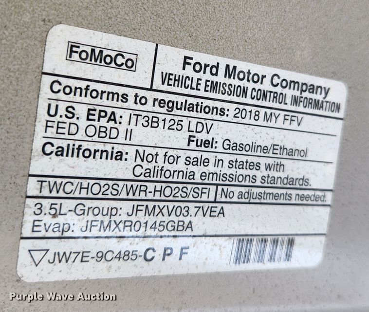 image for item HK9311 2018 Ford Taurus Police Interceptor 