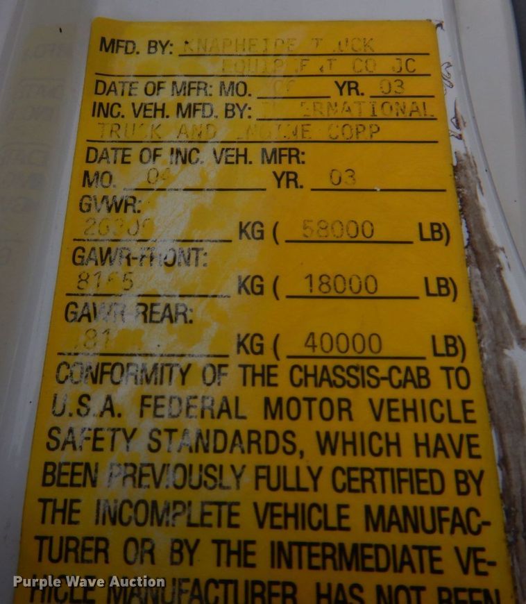 image for item IM9664 2004 International 7600  dump truck