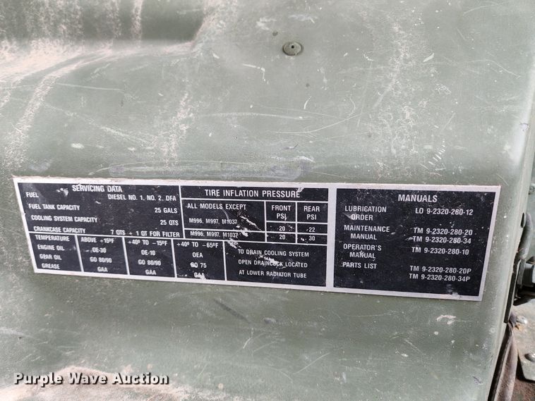 image for item JG9193 1990 Am General M998 Humvee  SUV