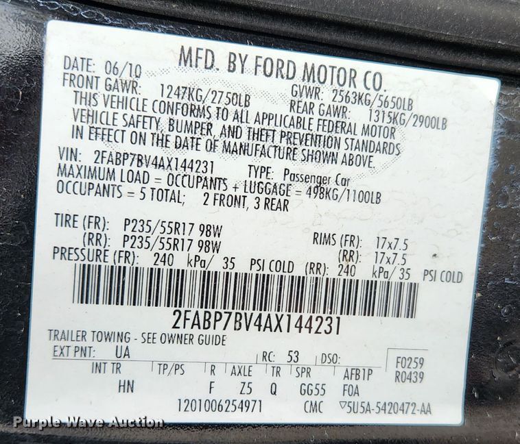 image for item JG9194 2010 Ford Crown Victoria Police Interceptor