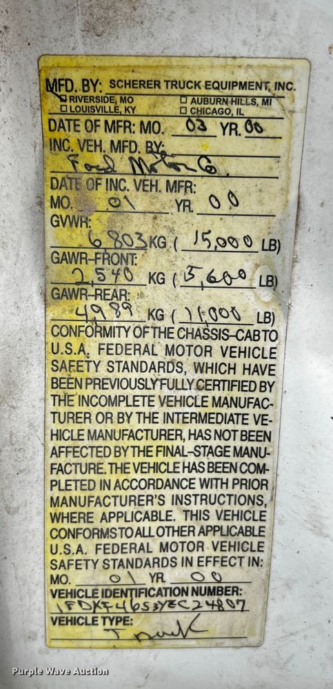 image for item JH9311 2000 Ford F450 Super Duty XL  flatbed truck