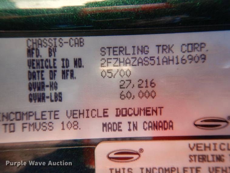 image for item JK9544 2001 Sterling LT9500 dump truck