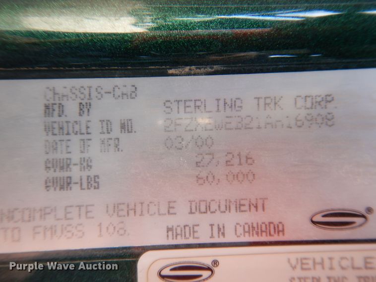 image for item JK9545 2001 Sterling LT9500  dump truck