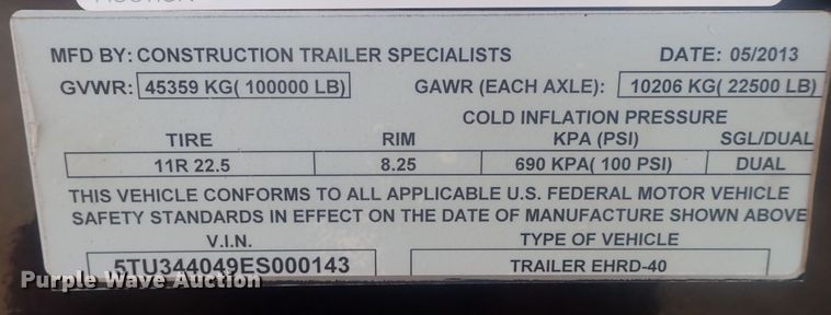 image for item JO9647 2014 CTS Scrap Master EHRD-40  end dump trailer