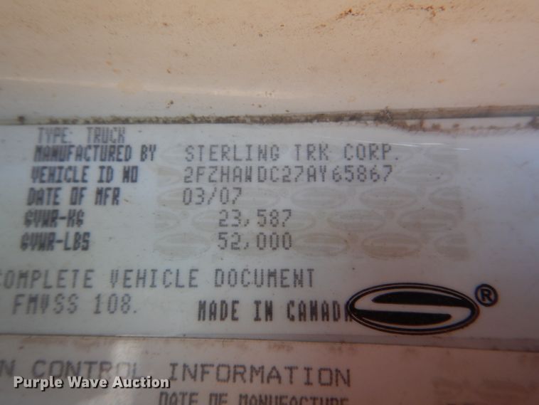 image for item JS9632 2007 Sterling LT8500  dump truck