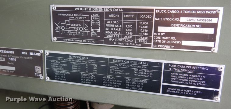 image for item KJ9588 1984 Am General M923  brush fire truck