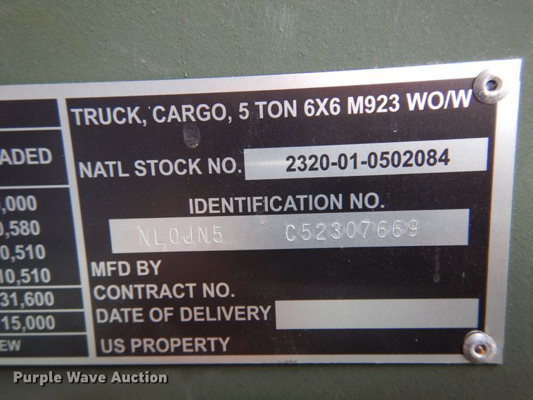 image for item KJ9588 1984 Am General M923  brush fire truck