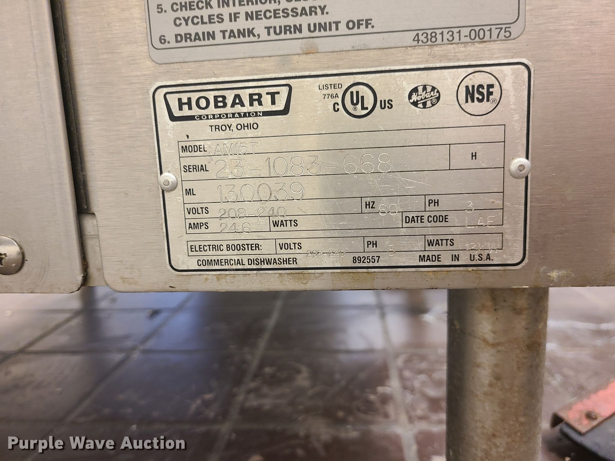 Restaurant equipment in Kansas City, MO Item IF9443 sold Purple Wave