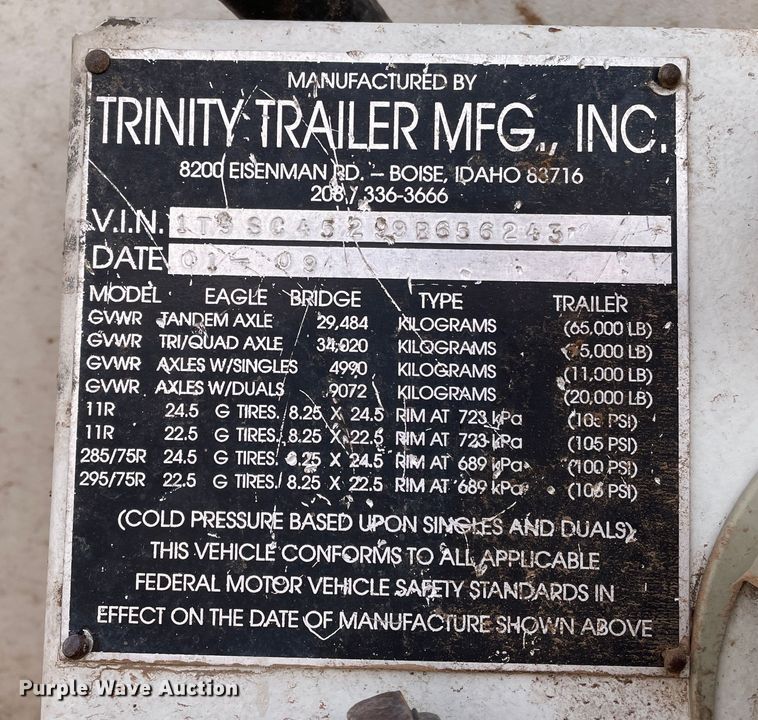 image for item DJ5022 2009 Trinity  live bottom trailer