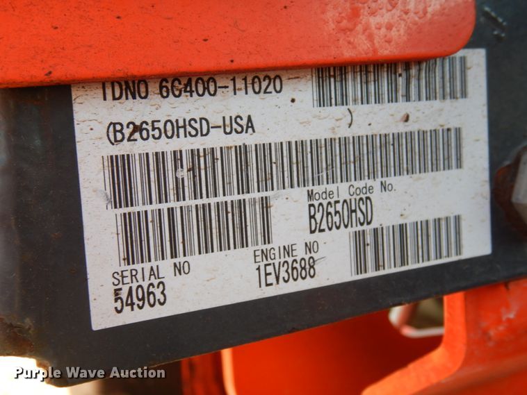 image for item DK4333 2017 Kubota B2650  MFWD tractor