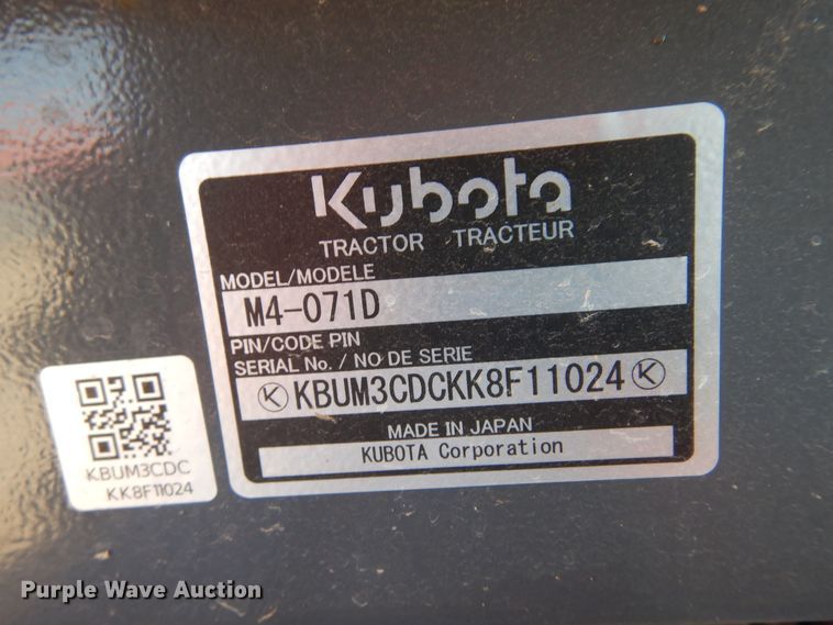 image for item DK4336 2020 Kubota M4-071D  MFWD tractor