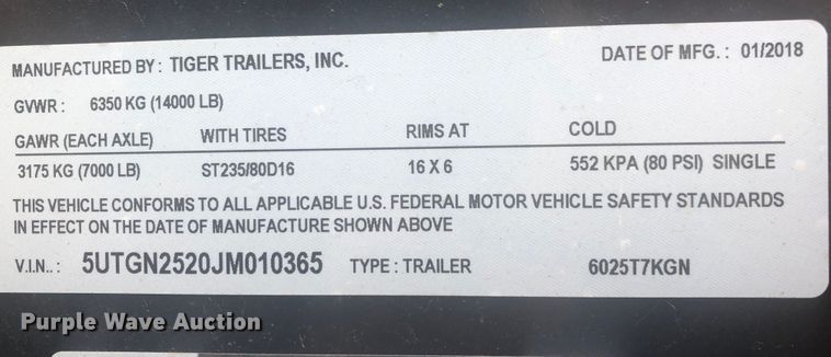 image for item EY9793 2018 Tiger  hay bale trailer