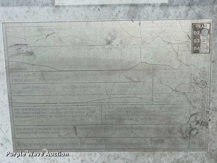 image for item DK0325 2003 Wabash  dry van trailer