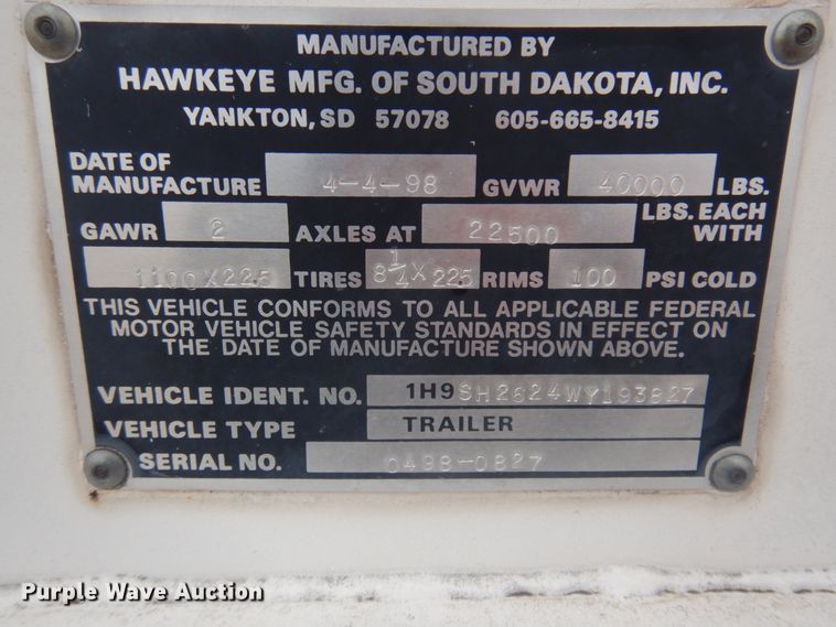 image for item DM5390 1998 Hawkeye  grain trailer