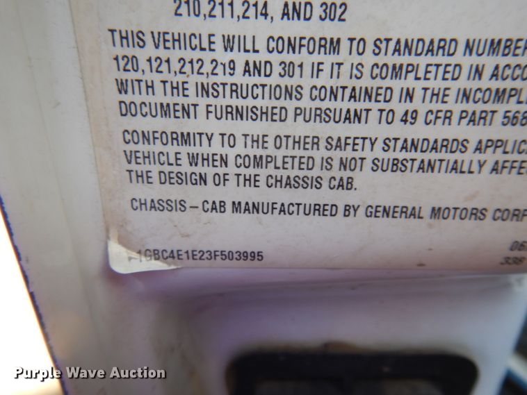 image for item DM5396 2003 Chevrolet C4500  dump truck