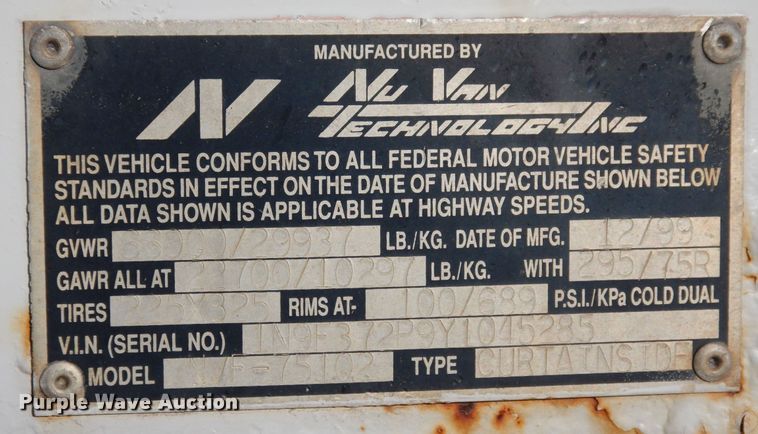 image for item DR1123 2000 Nu Van NVF-75102  side curtain trailer