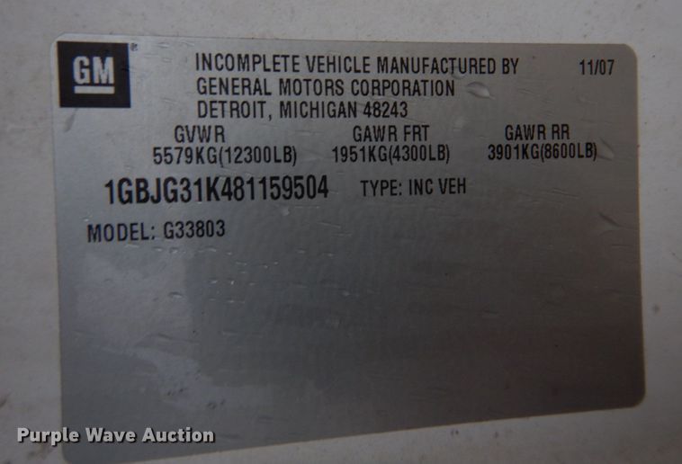 image for item DH8218 2008 Chevrolet Express 3500  box truck