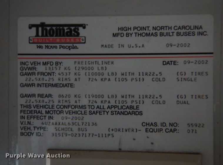 image for item DH8245 2003 Freightliner FS65  school bus