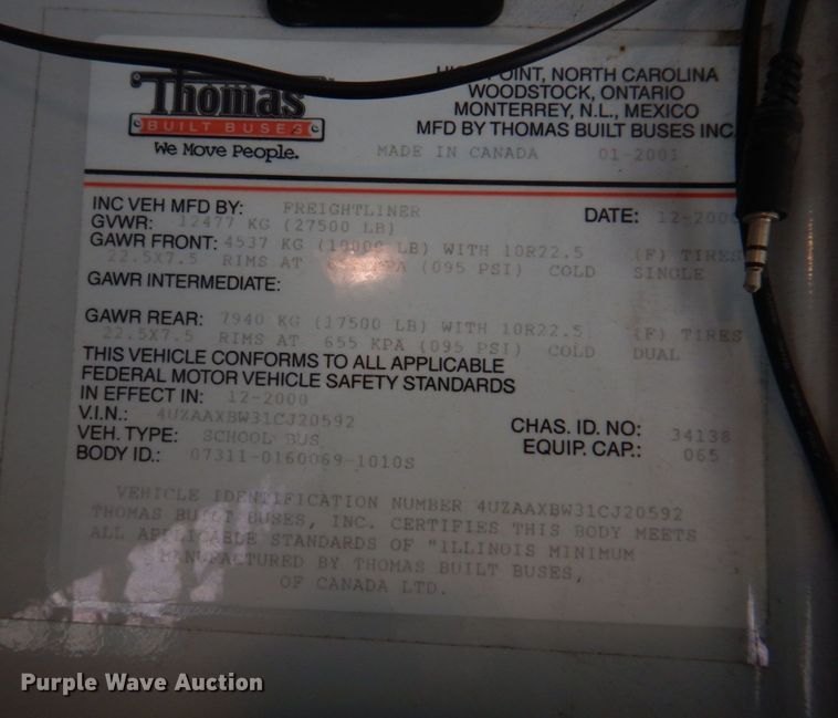 image for item DH8246 2001 Freightliner FS65  school bus