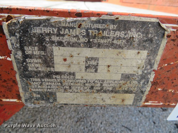 image for item DN7787 1999 Jerry James  utility trailer
