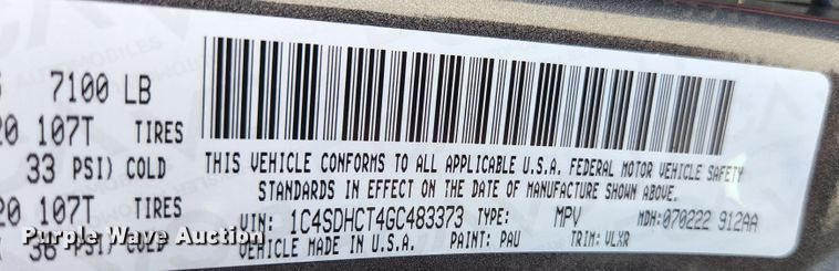 image for item HK9325 2016 Dodge Durango RT  SUV